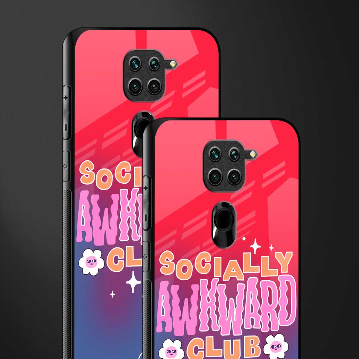 socially awkward club glass case for redmi note 9 image-2