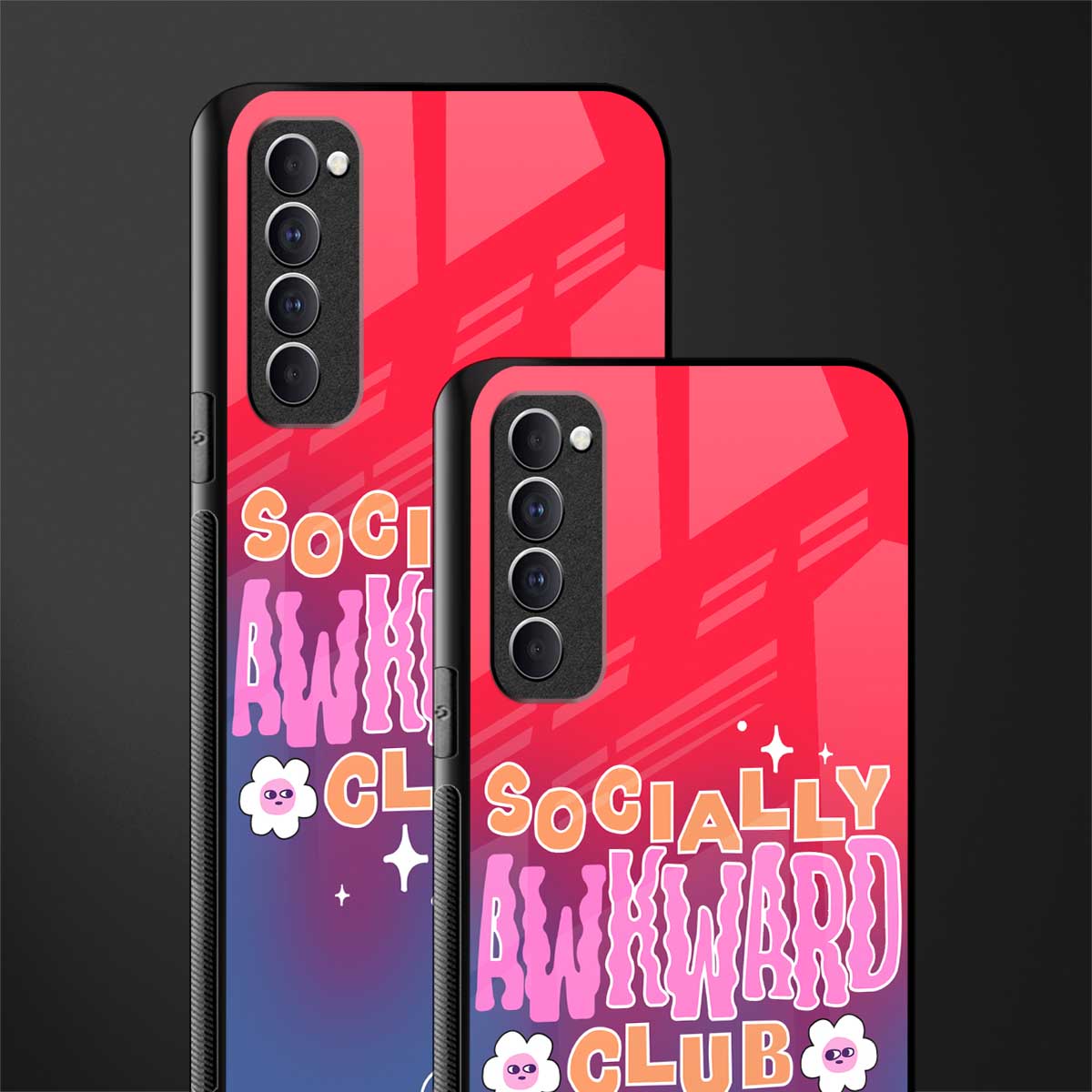 socially awkward club glass case for oppo reno 4 pro image-2