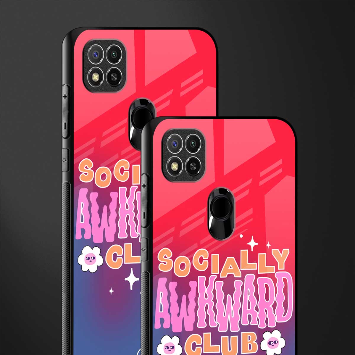 socially awkward club glass case for redmi 9 image-2