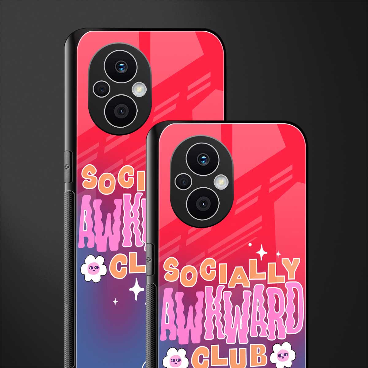 socially awkward club back phone cover | glass case for oppo f21 pro 5g