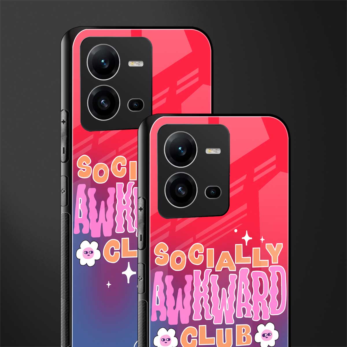 socially awkward club back phone cover | glass case for vivo v25-5g