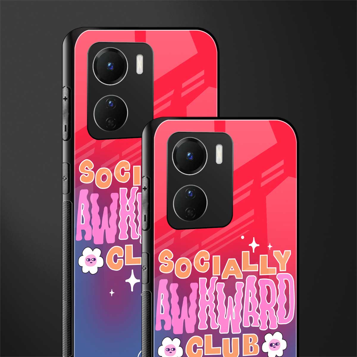 socially awkward club back phone cover | glass case for vivo y16