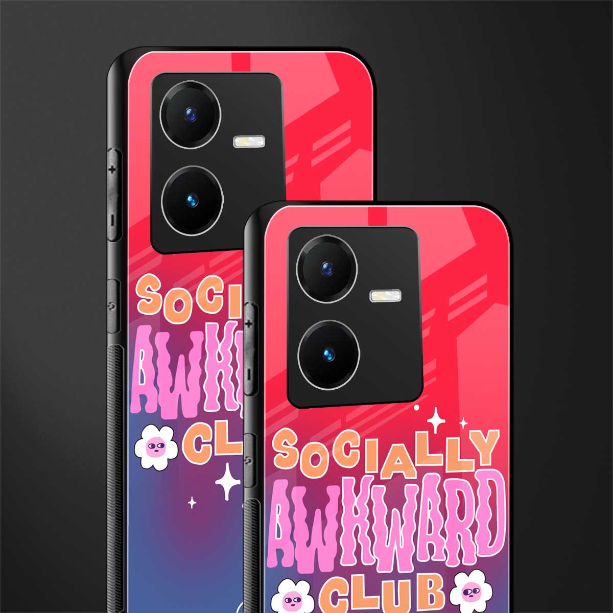 socially awkward club back phone cover | glass case for vivo y22