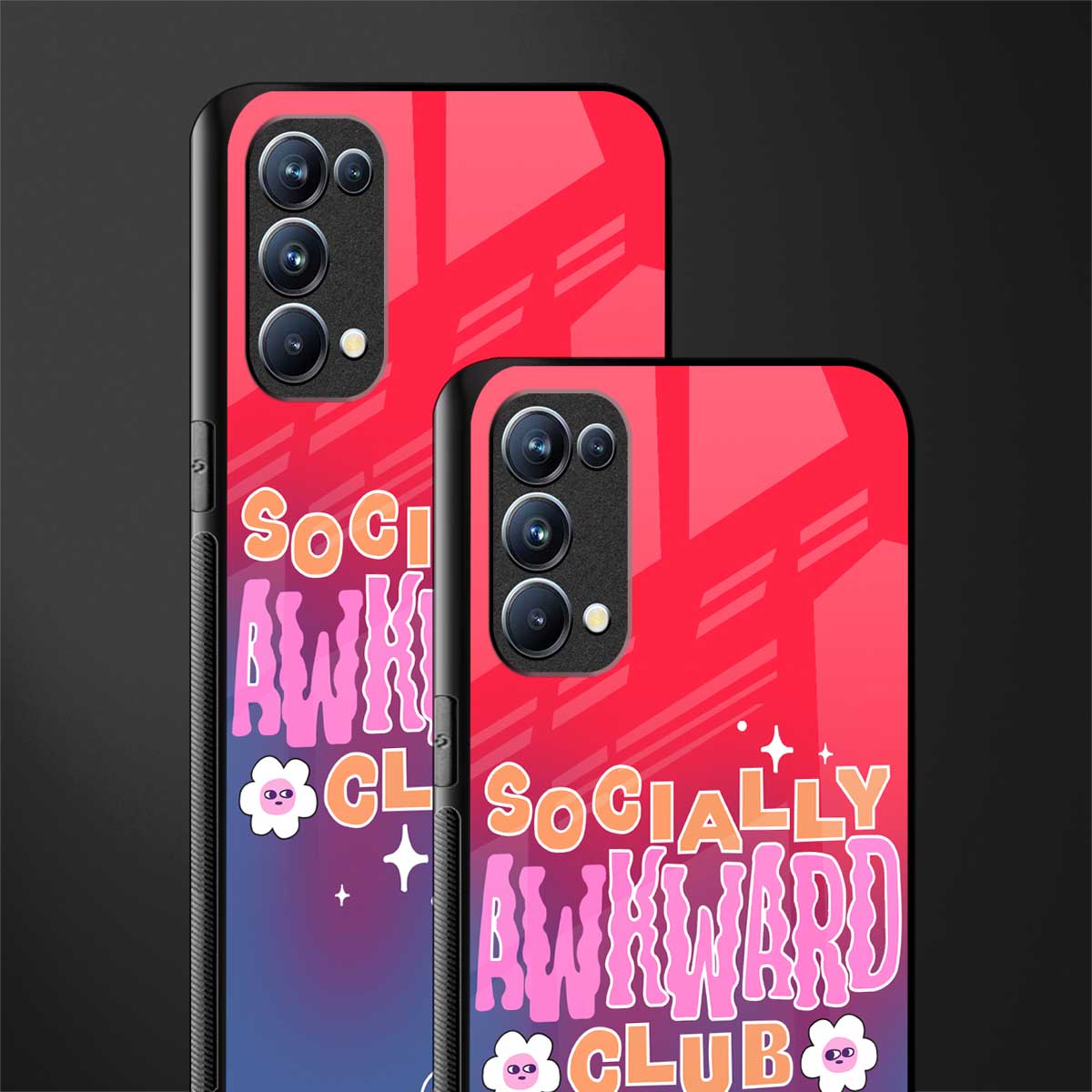 socially awkward club back phone cover | glass case for oppo reno 5