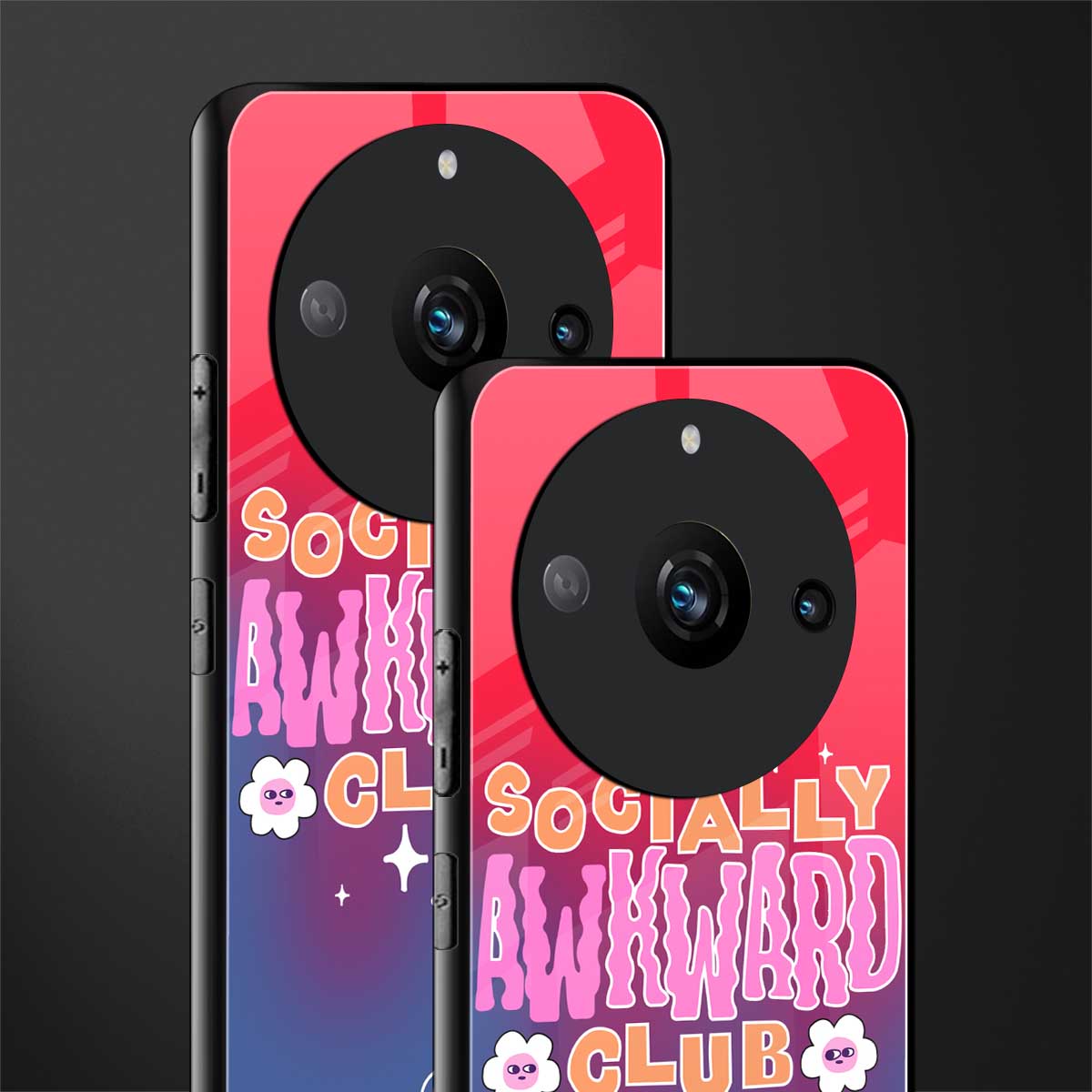 socially awkward club back phone cover | glass case for realme 11 pro 5g