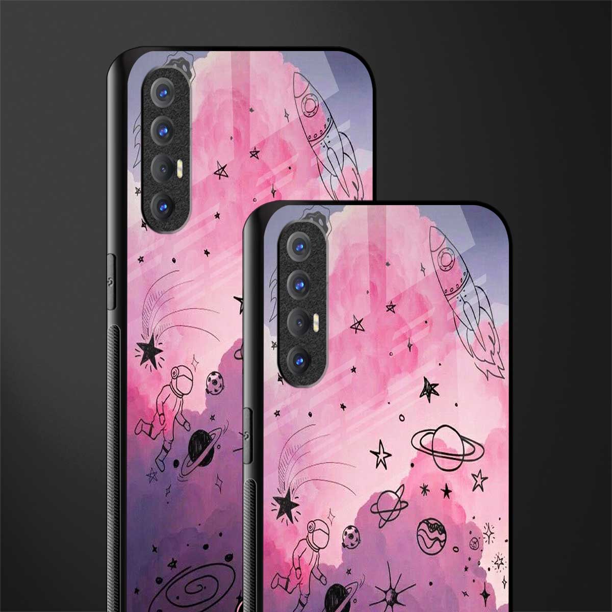 space pink aesthetic glass case for oppo reno 3 pro image-2