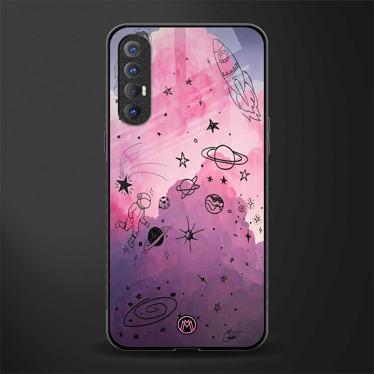 space pink aesthetic glass case for oppo reno 3 pro image