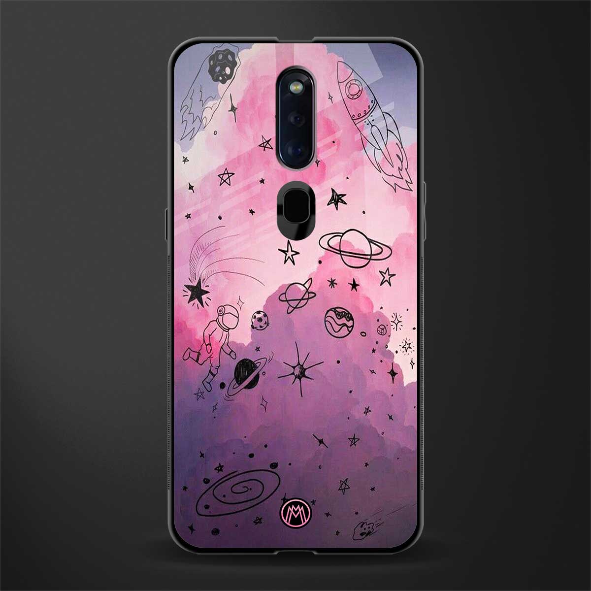 space pink aesthetic glass case for oppo f11 pro image