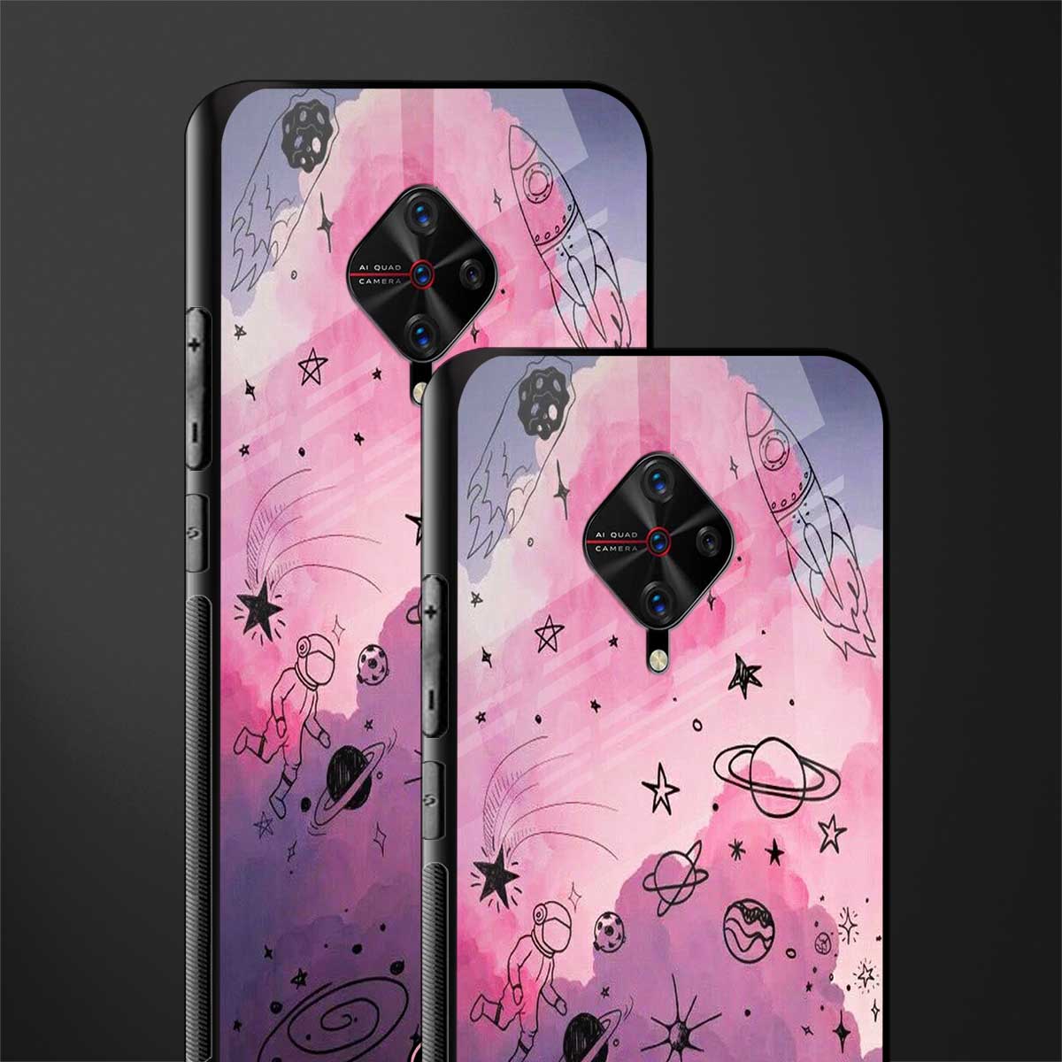 space pink aesthetic glass case for vivo s1 pro image-2