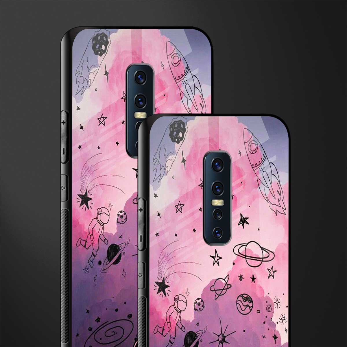 space pink aesthetic glass case for vivo v17 pro image-2