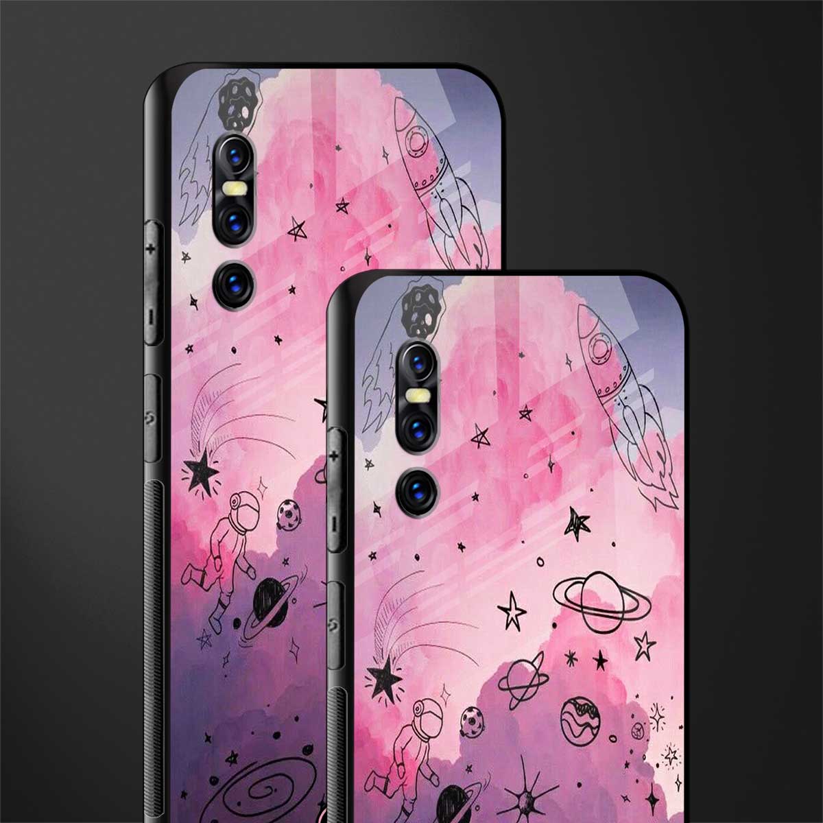 space pink aesthetic glass case for vivo v15 pro image-2