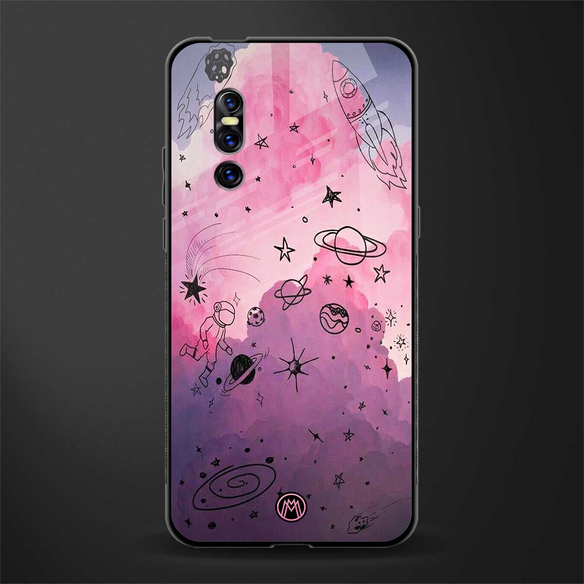 space pink aesthetic glass case for vivo v15 pro image