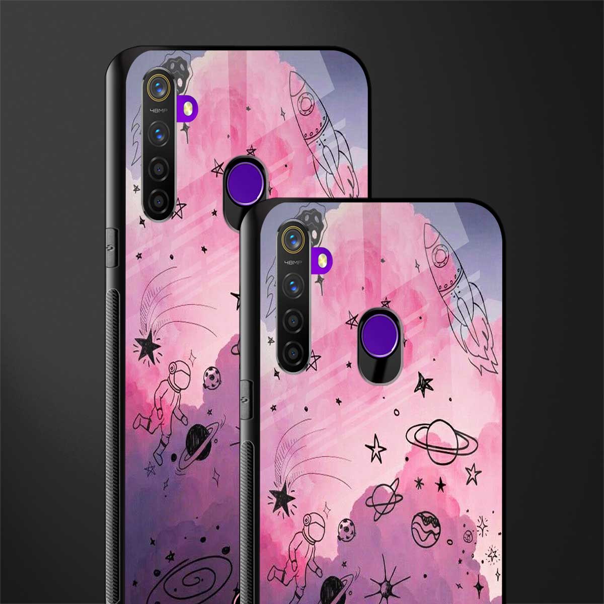 space pink aesthetic glass case for realme 5s image-2