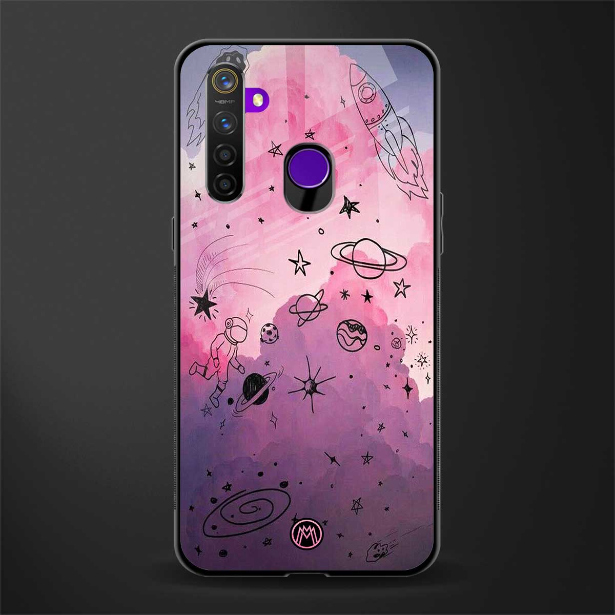 space pink aesthetic glass case for realme 5s image