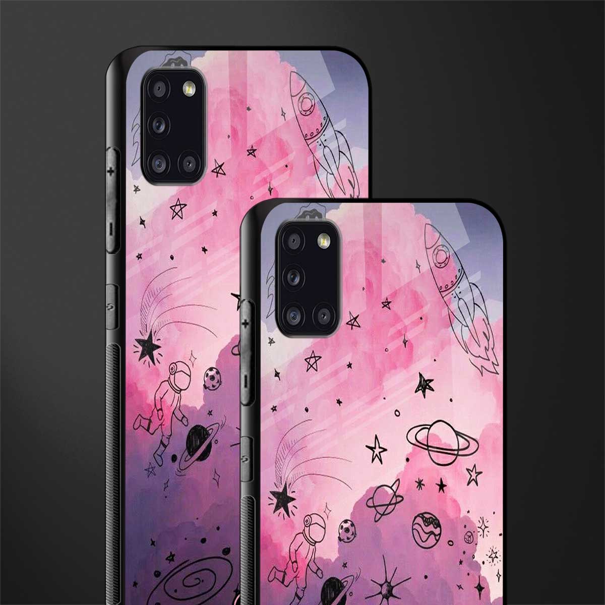 space pink aesthetic glass case for samsung galaxy a31 image-2