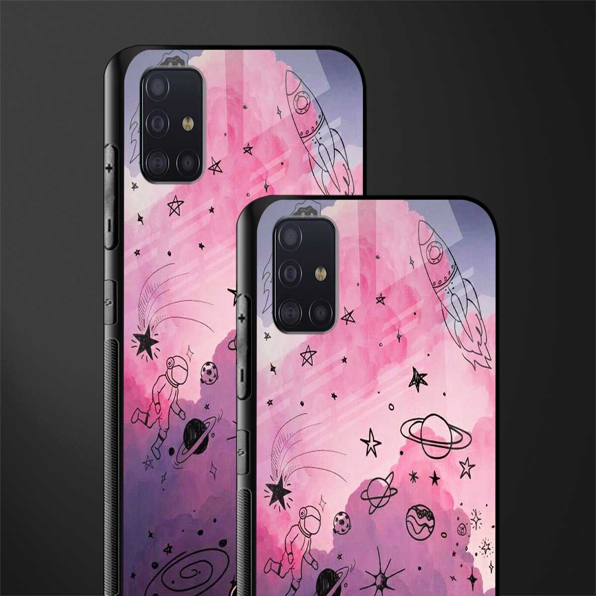 space pink aesthetic glass case for samsung galaxy a71 image-2