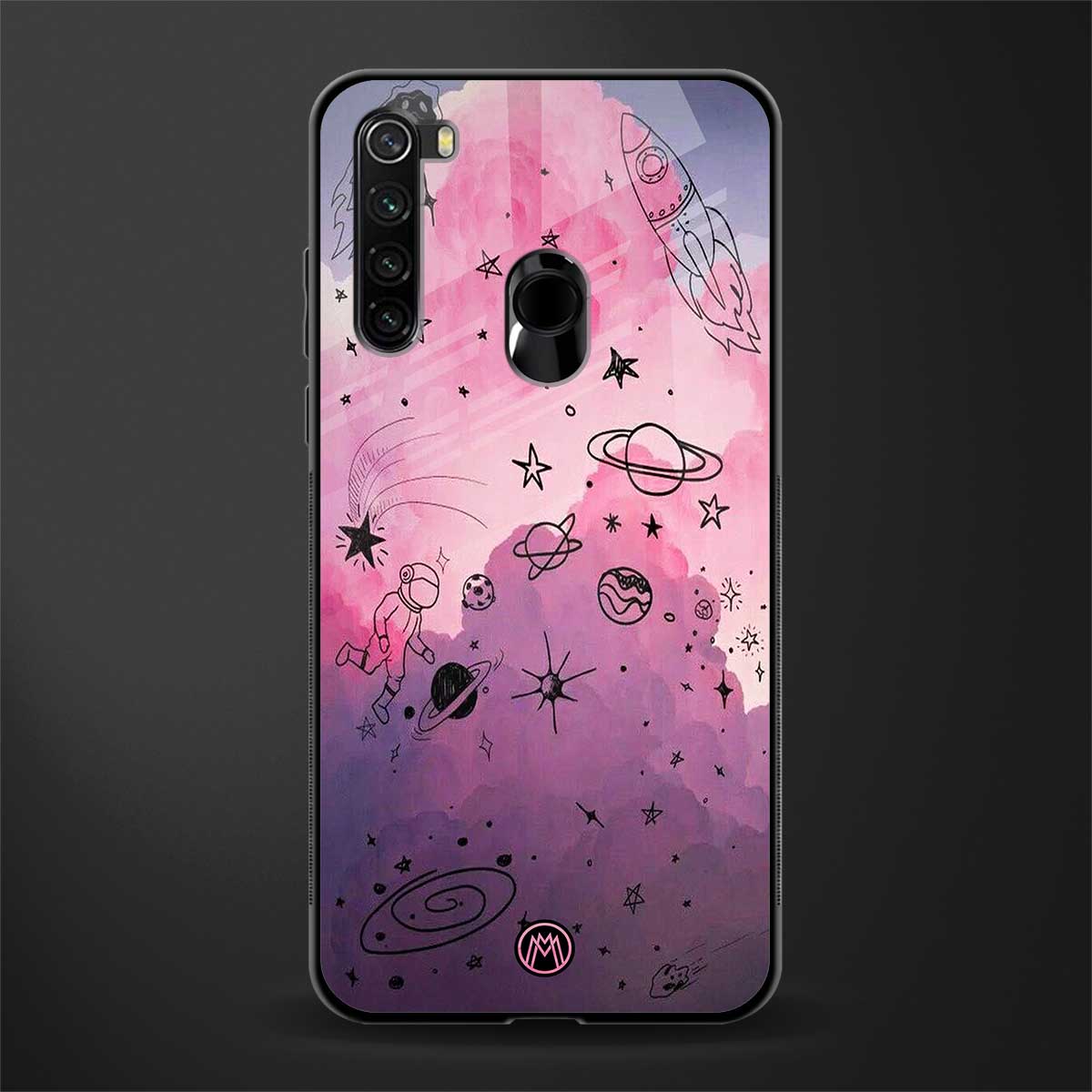space pink aesthetic glass case for redmi note 8 image