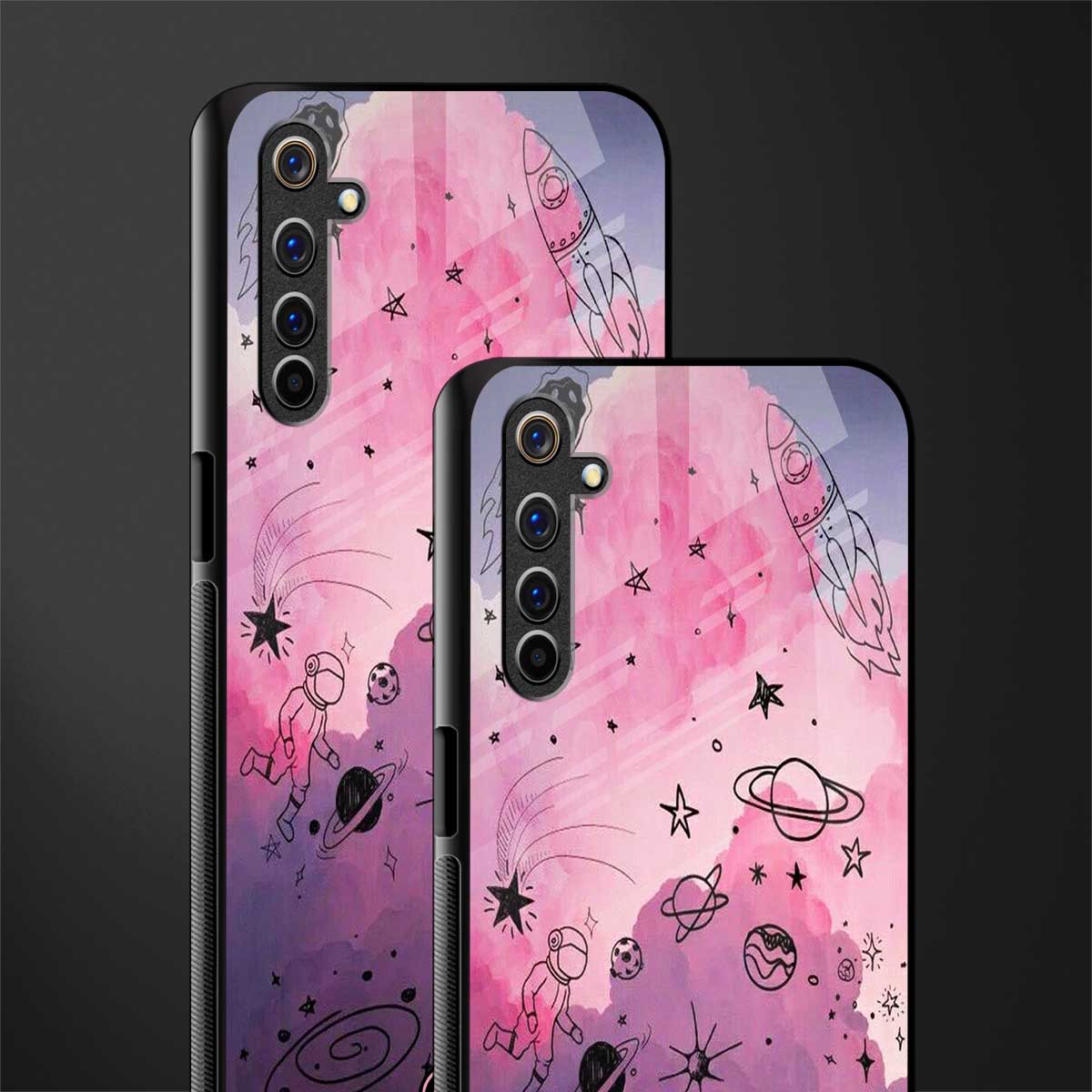 space pink aesthetic glass case for realme 6i image-2