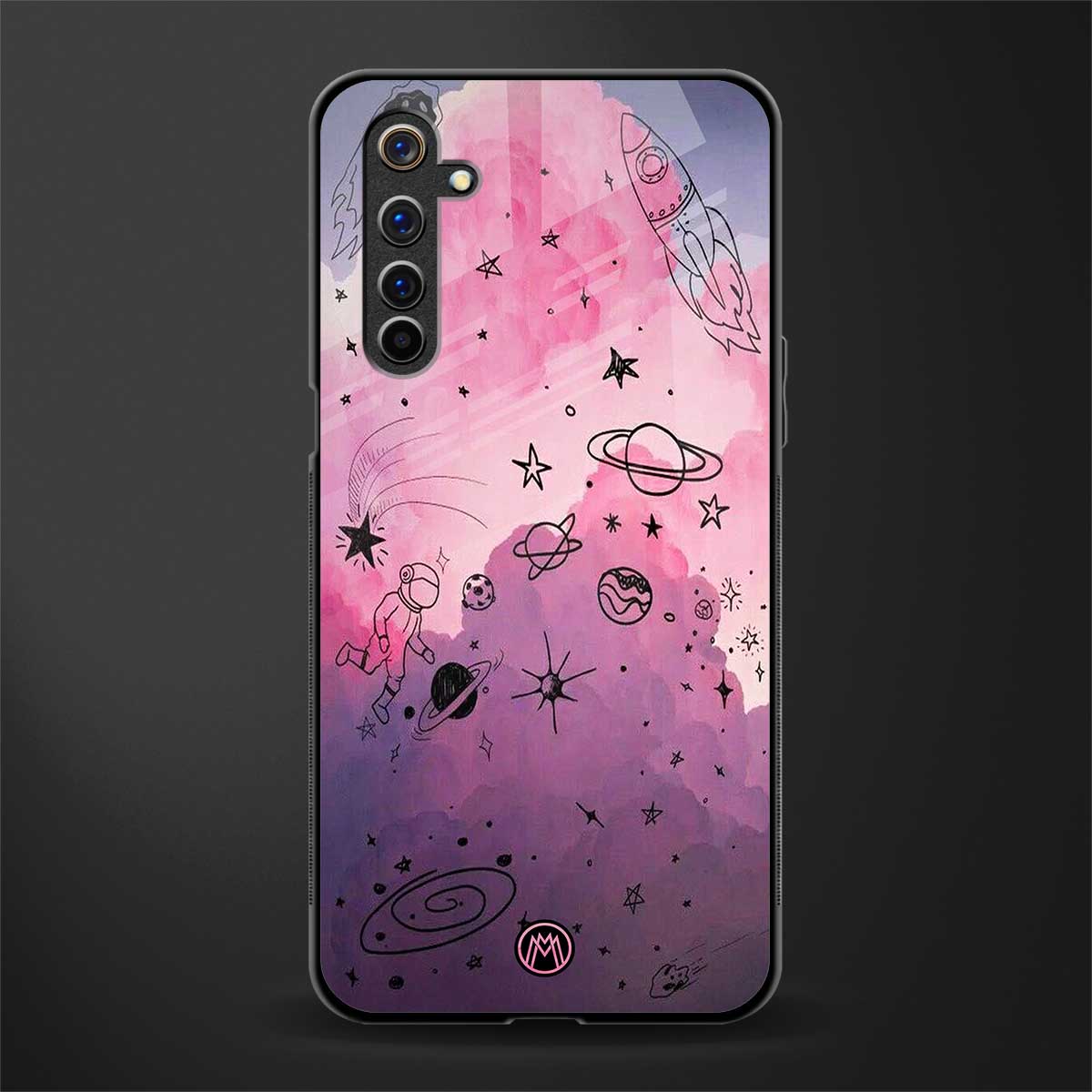 space pink aesthetic glass case for realme 6i image