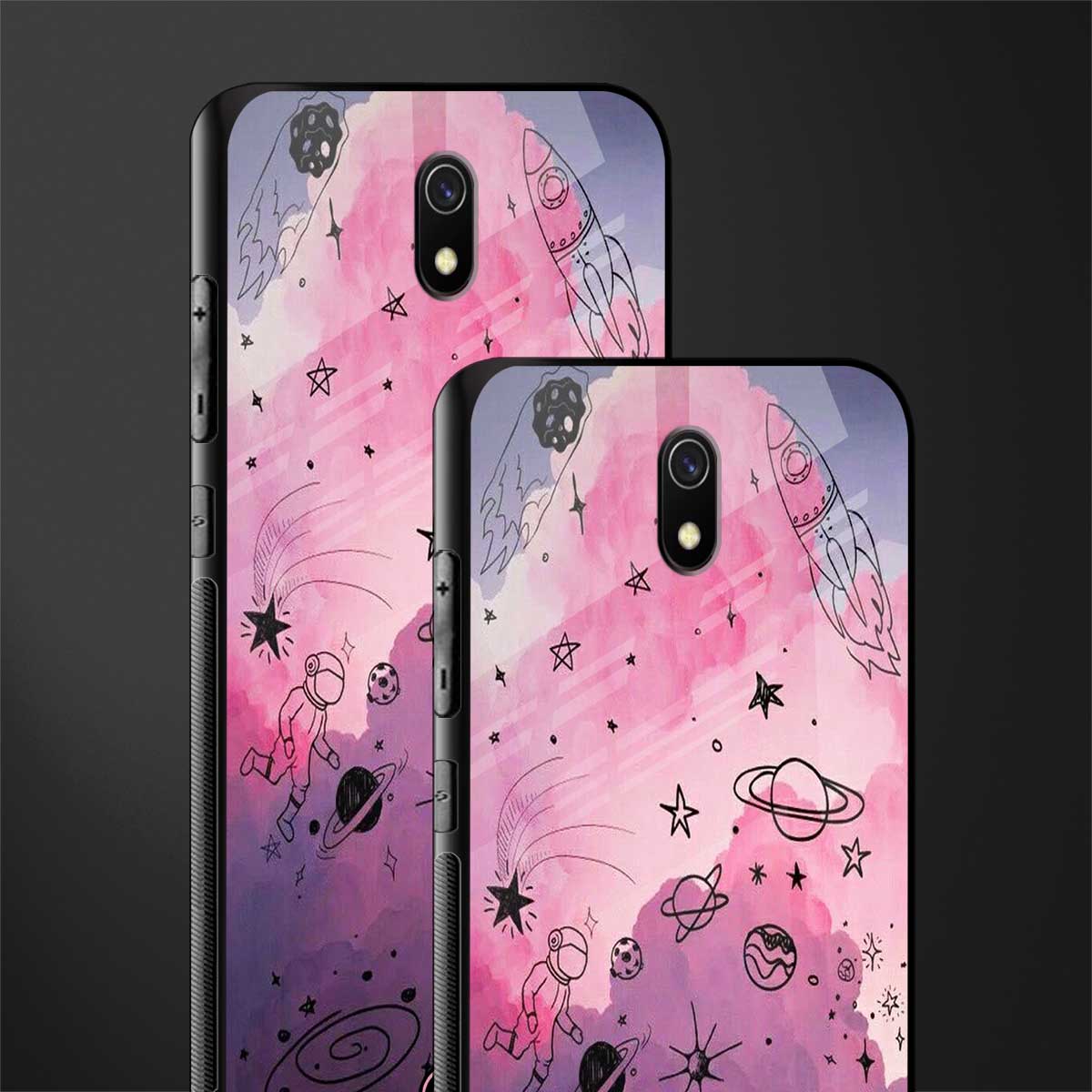 space pink aesthetic glass case for redmi 8a image-2