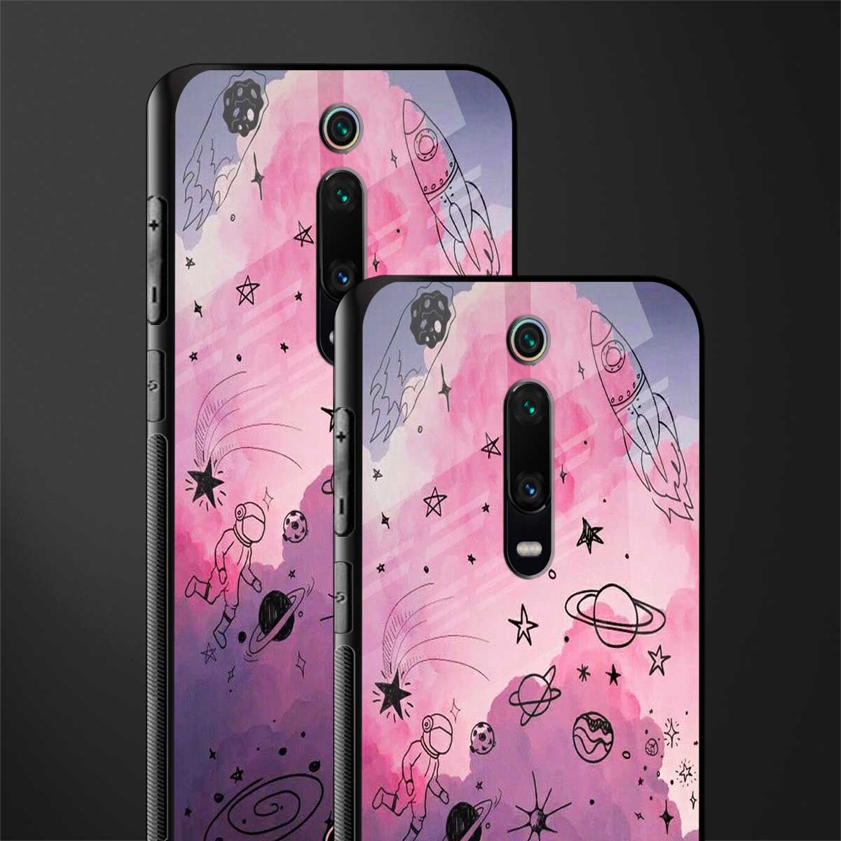 space pink aesthetic glass case for redmi k20 image-2