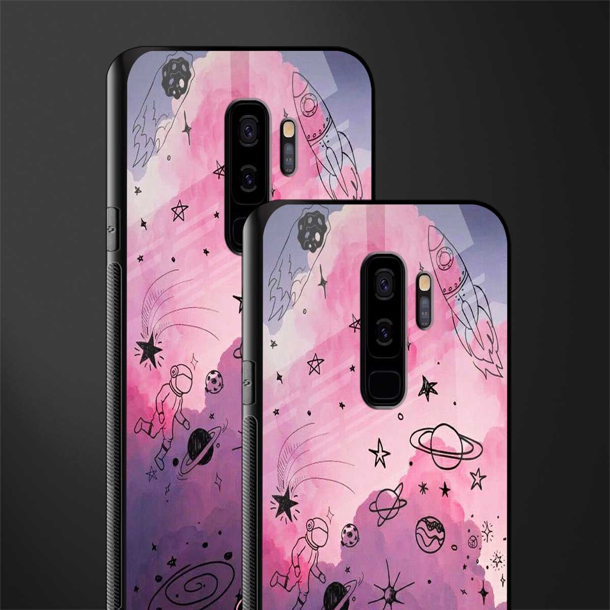 space pink aesthetic glass case for samsung galaxy s9 plus image-2