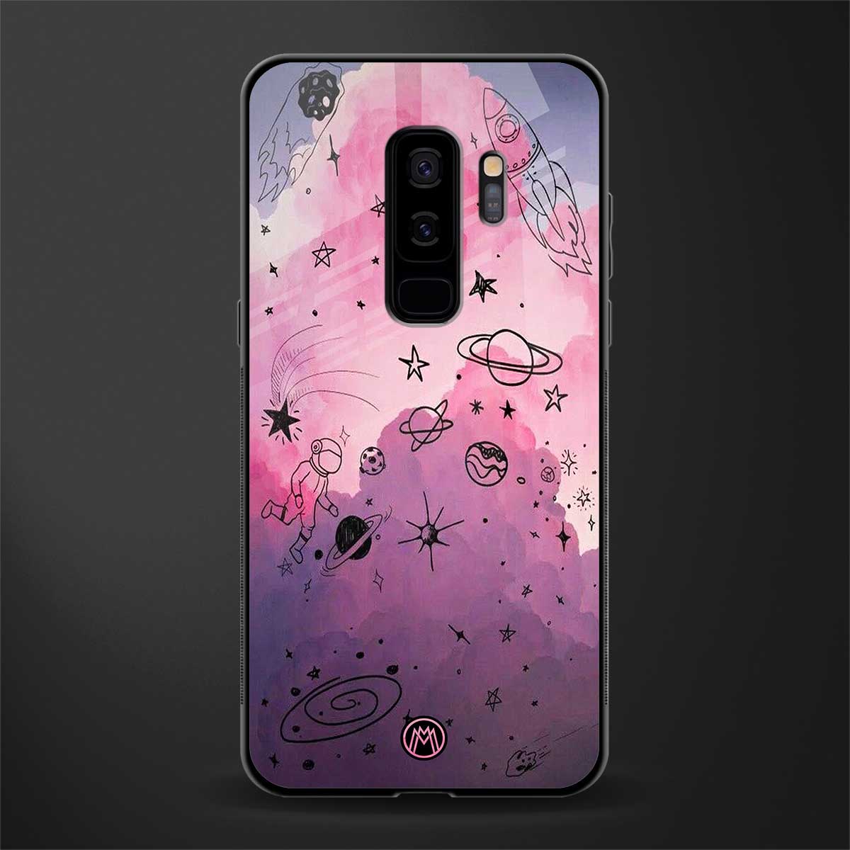 space pink aesthetic glass case for samsung galaxy s9 plus image