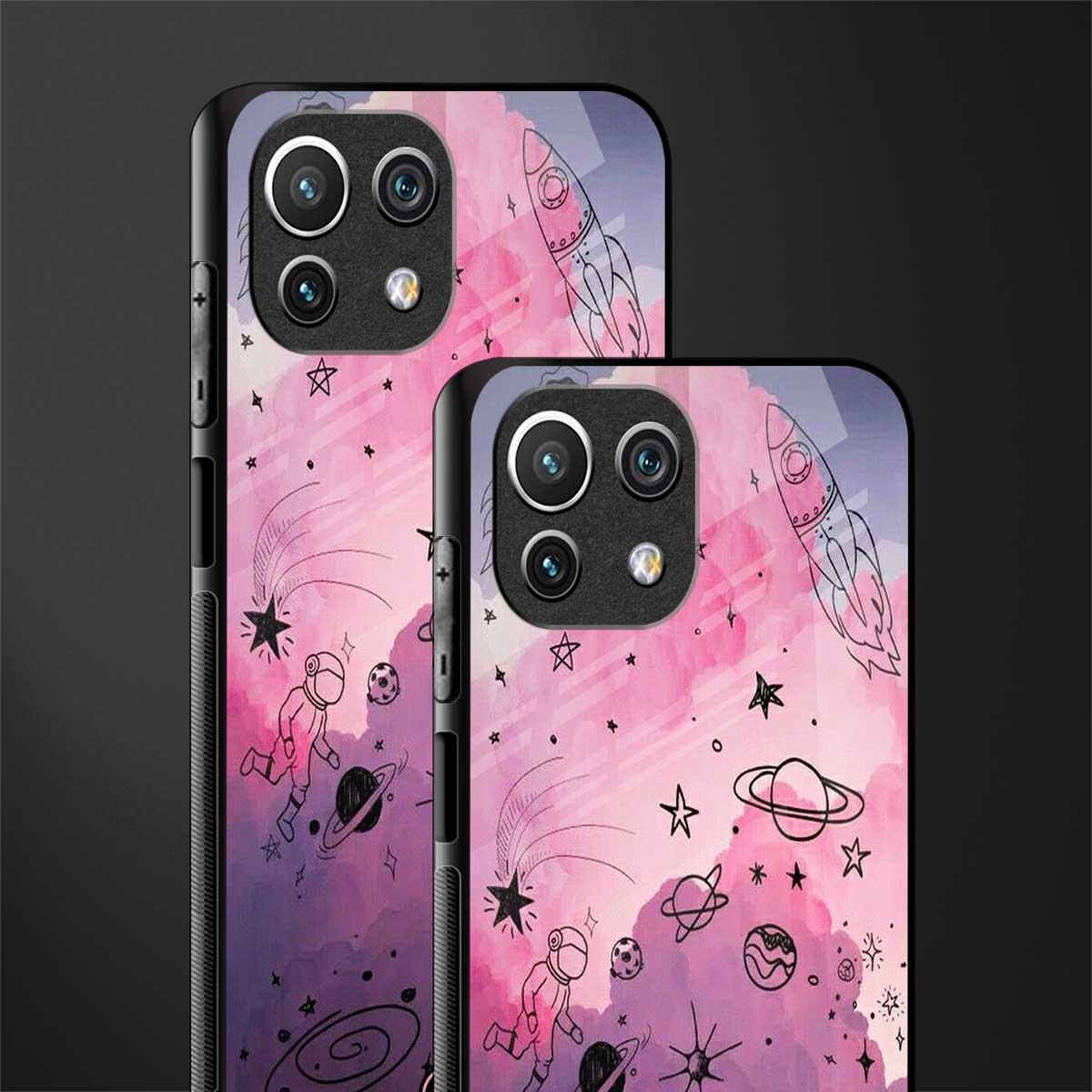 space pink aesthetic glass case for mi 11 lite image-2