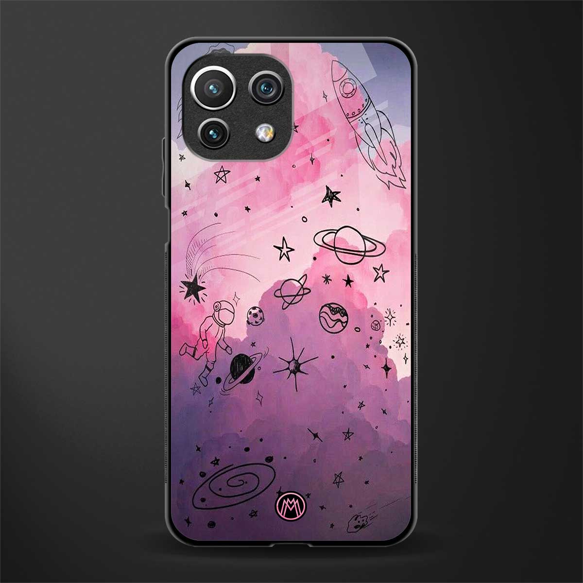 space pink aesthetic glass case for mi 11 lite image