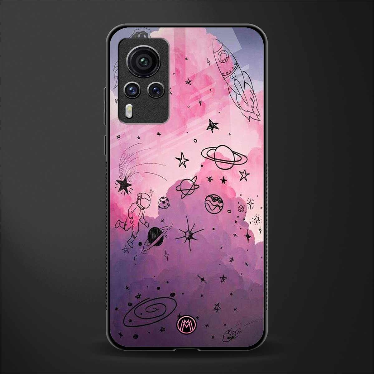 space pink aesthetic glass case for vivo x60 pro image