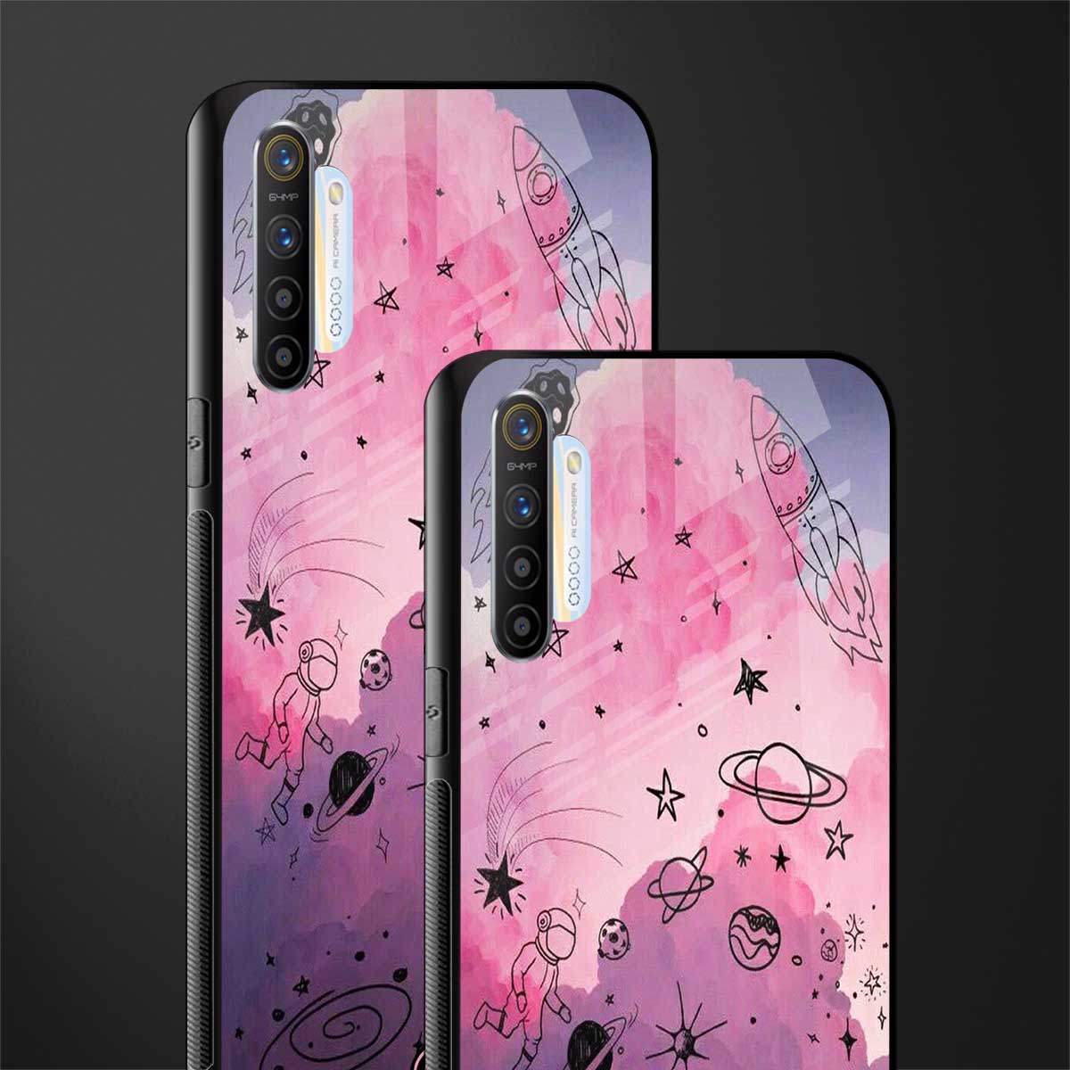 space pink aesthetic glass case for realme x2 image-2