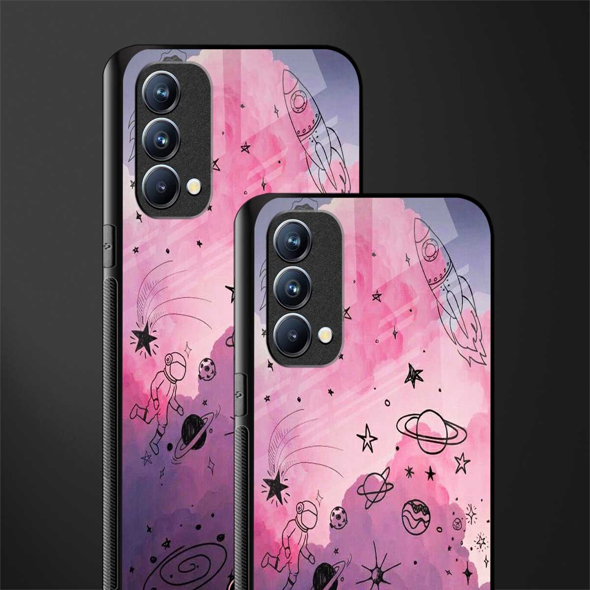 space pink aesthetic glass case for oppo f19s image-2
