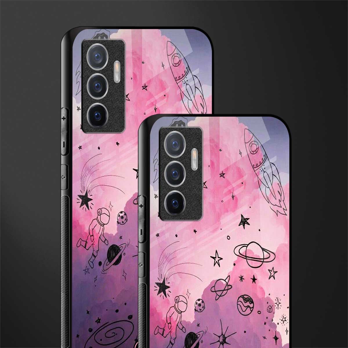 space pink aesthetic glass case for vivo v23e image-2