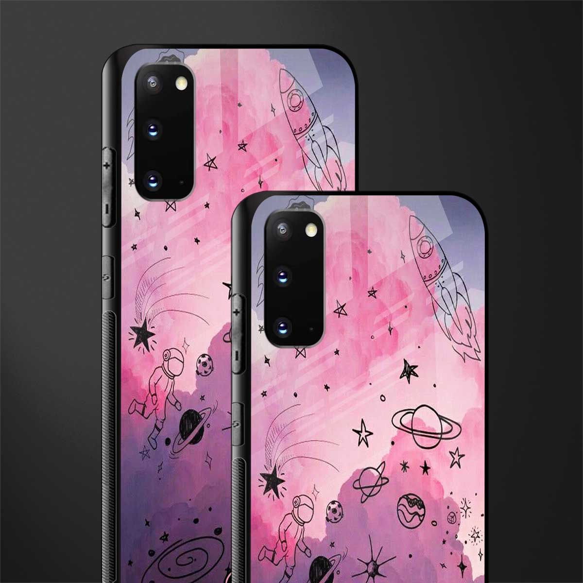 space pink aesthetic glass case for samsung galaxy s20 image-2