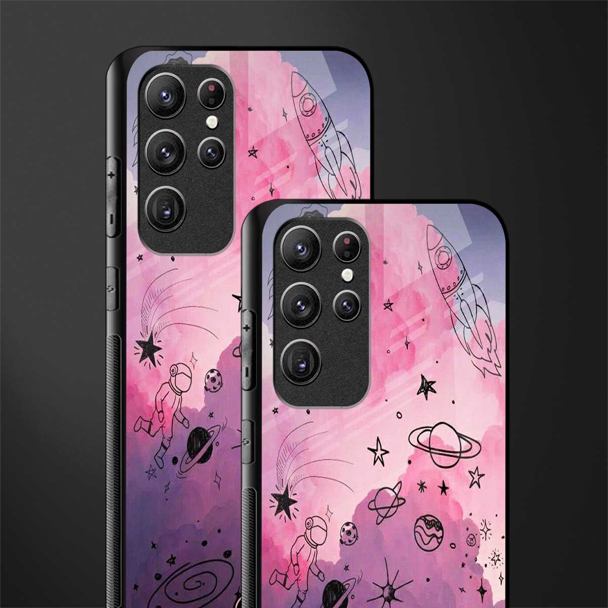 space pink aesthetic glass case for samsung galaxy s21 ultra image-2