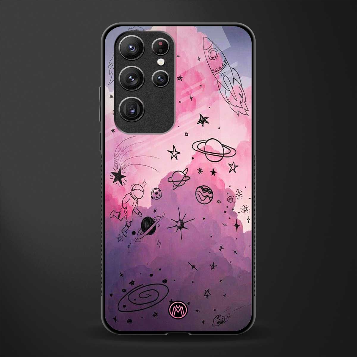 space pink aesthetic glass case for samsung galaxy s21 ultra image