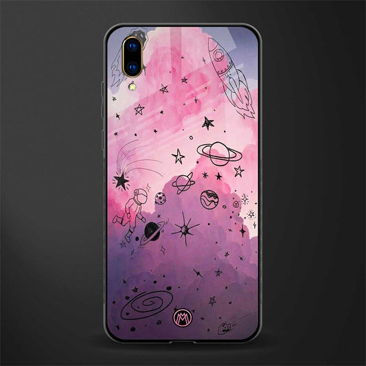 space pink aesthetic glass case for vivo v11 pro image