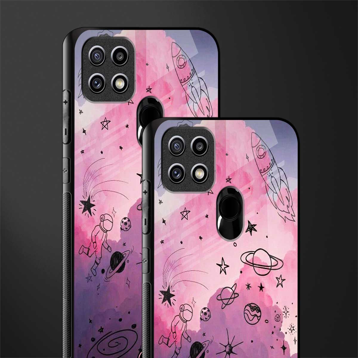 space pink aesthetic glass case for oppo a15s image-2