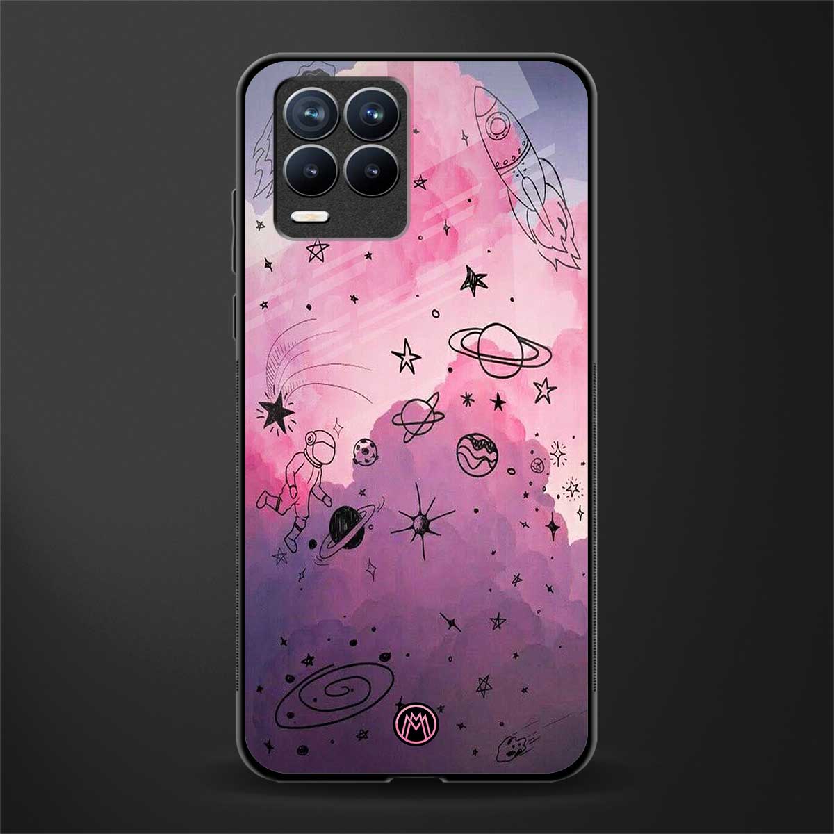 space pink aesthetic glass case for realme 8 pro image