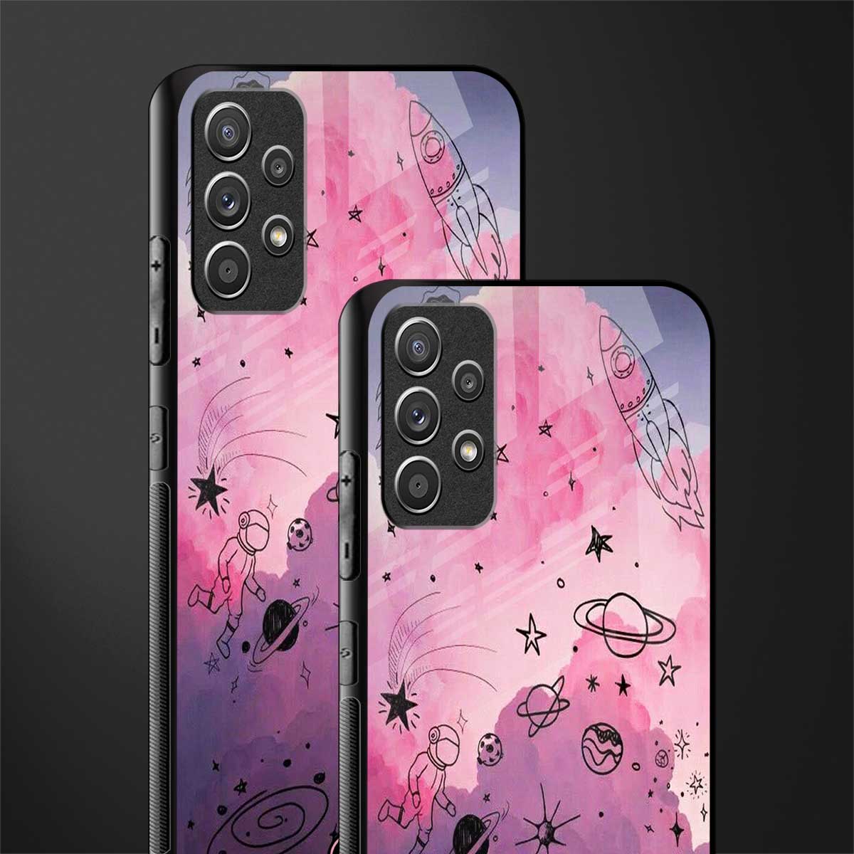 space pink aesthetic glass case for samsung galaxy a72 image-2