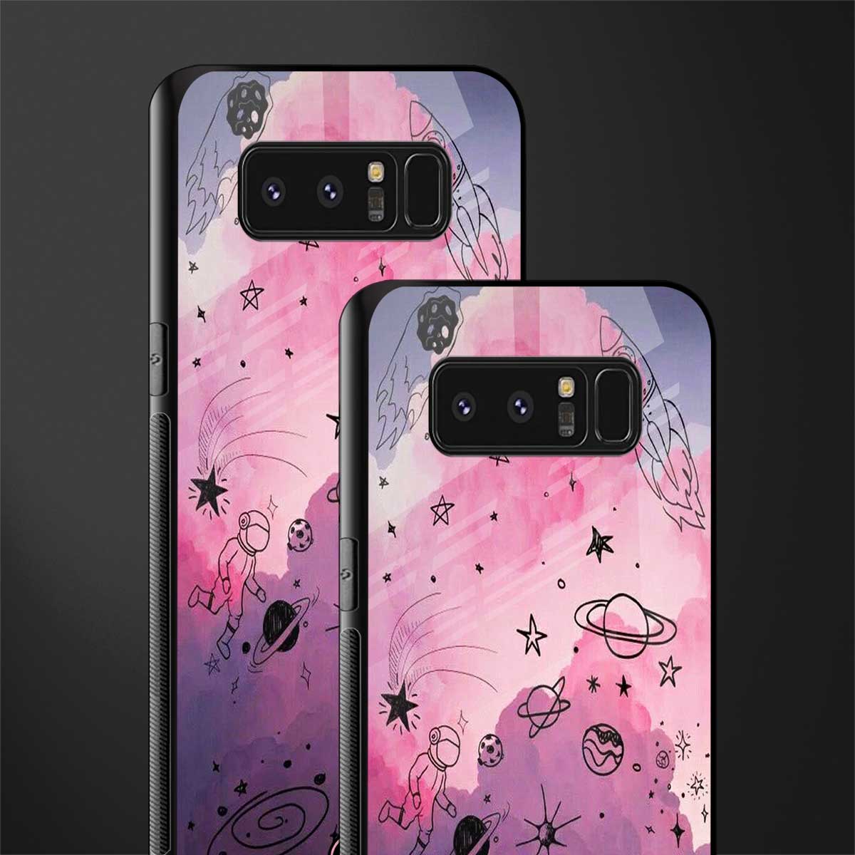 space pink aesthetic glass case for samsung galaxy note 8 image-2