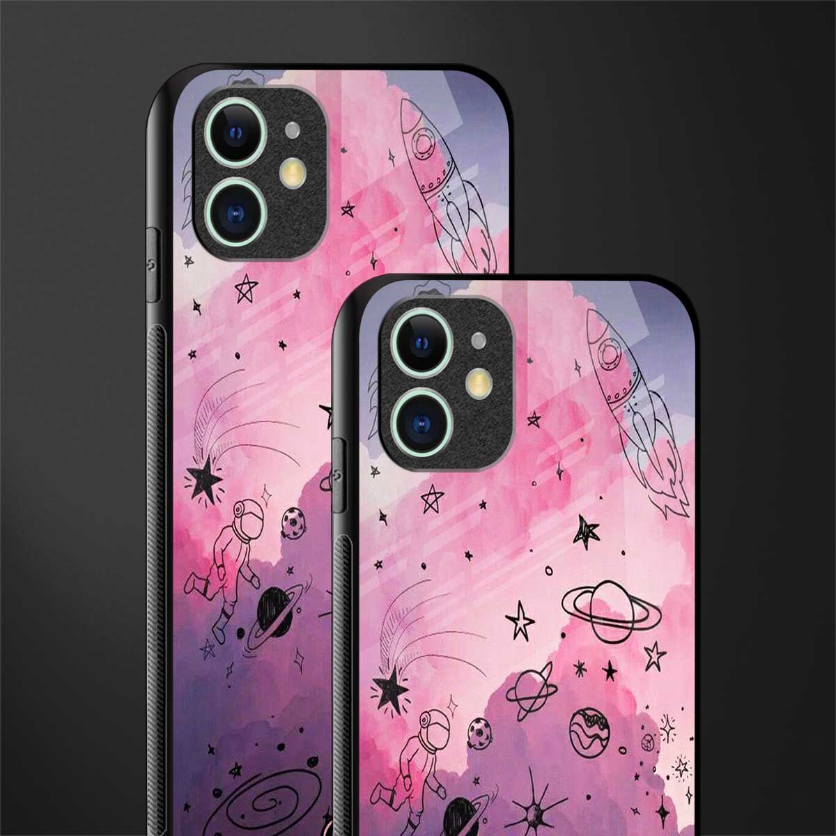 space pink aesthetic glass case for iphone 12 mini image-2