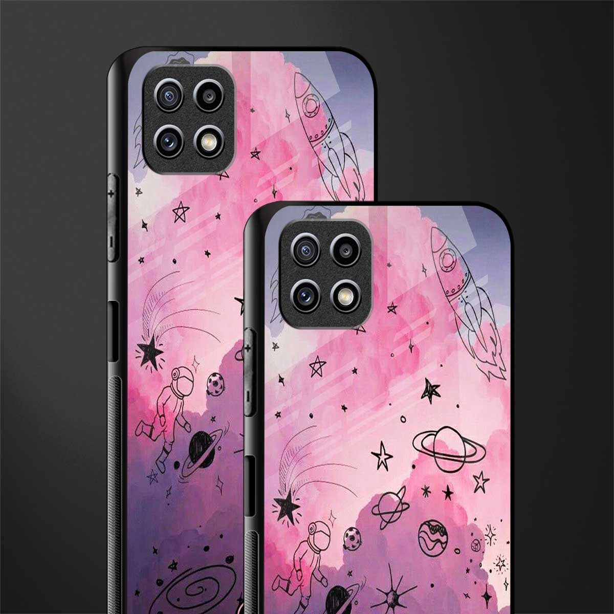 space pink aesthetic glass case for samsung galaxy a22 5g image-2