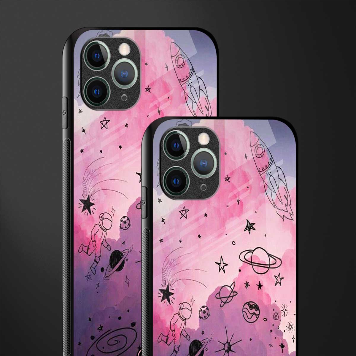 space pink aesthetic glass case for iphone 11 pro image-2