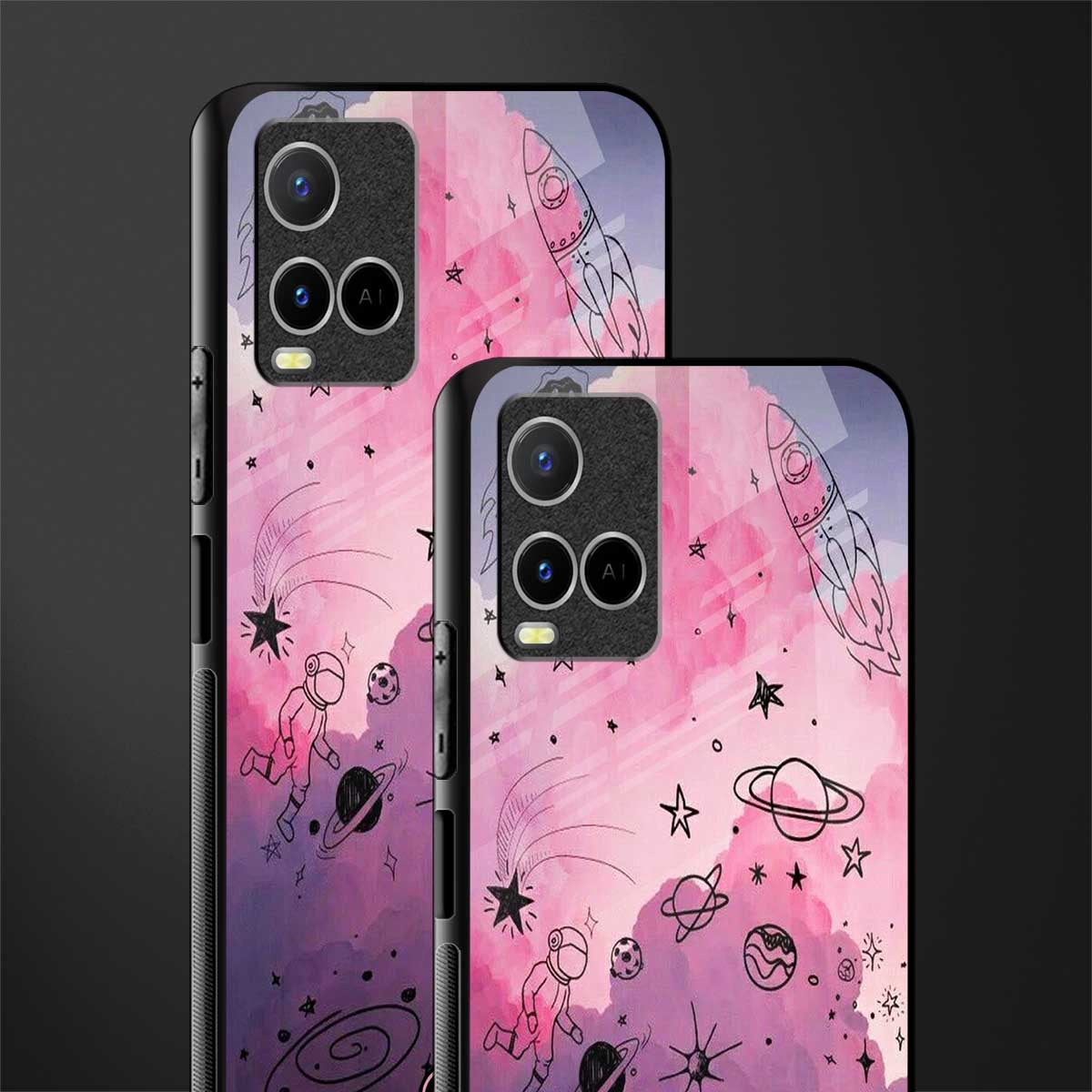 space pink aesthetic glass case for vivo y33s vivo y33t image-2