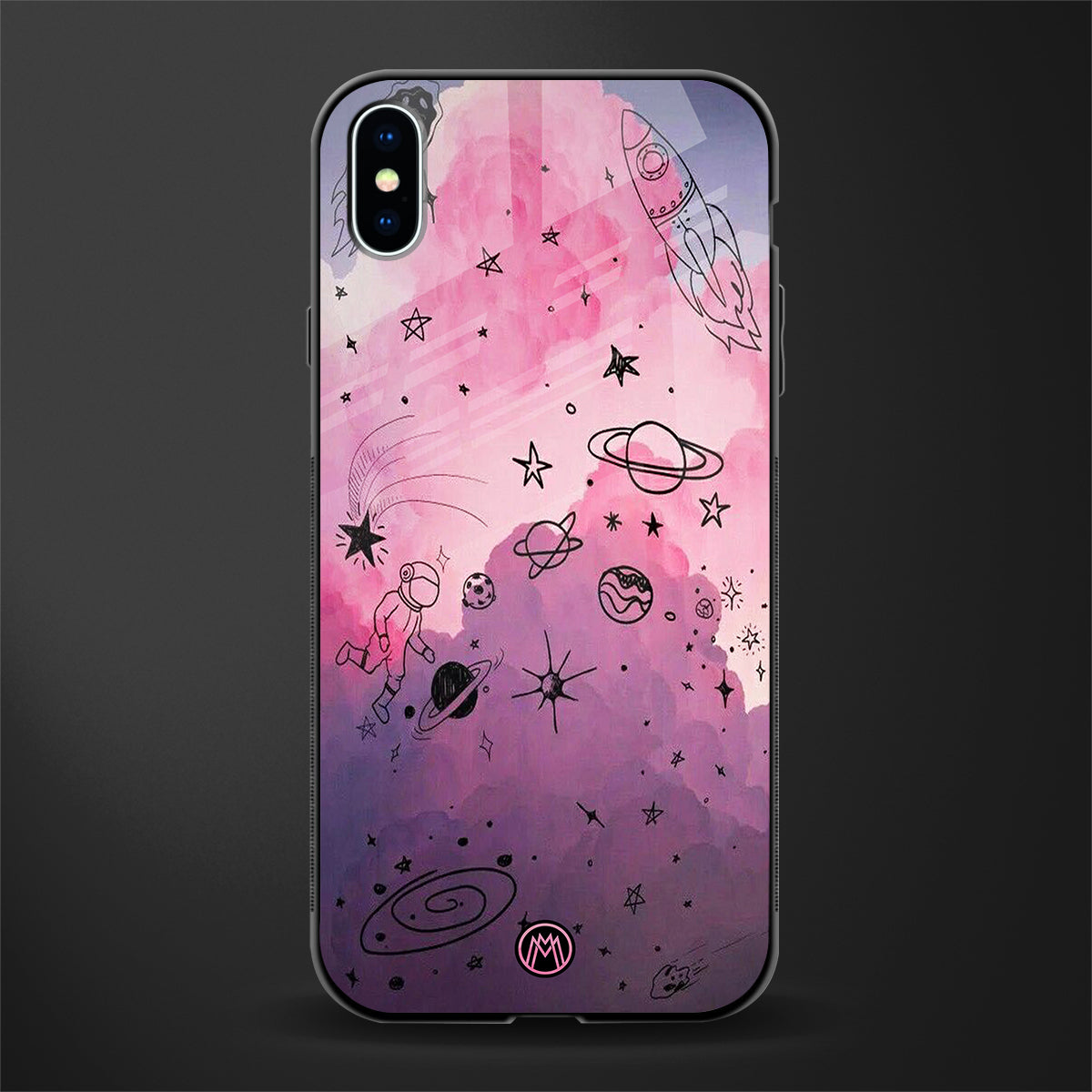 Space Pink Aesthetic Phone Case for IPhone XS Max Glass Case