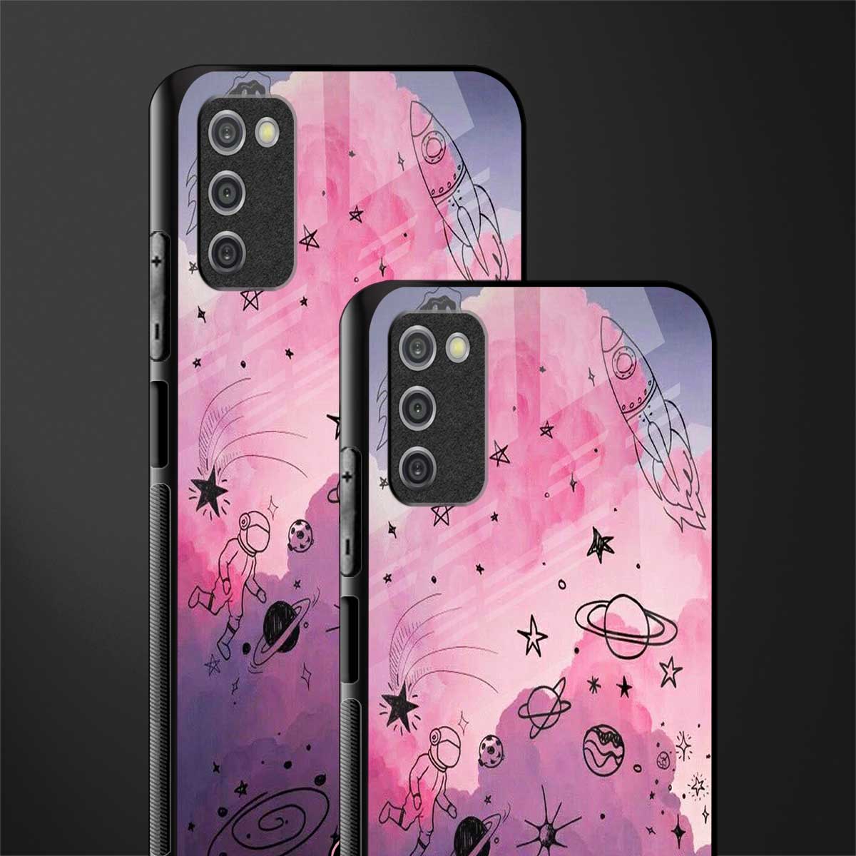 space pink aesthetic glass case for samsung galaxy a03s image-2