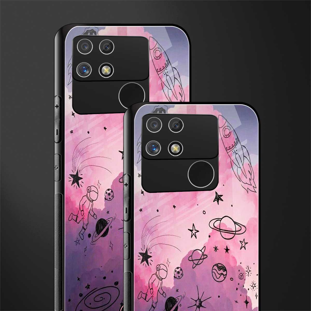 space pink aesthetic back phone cover | glass case for realme narzo 50a