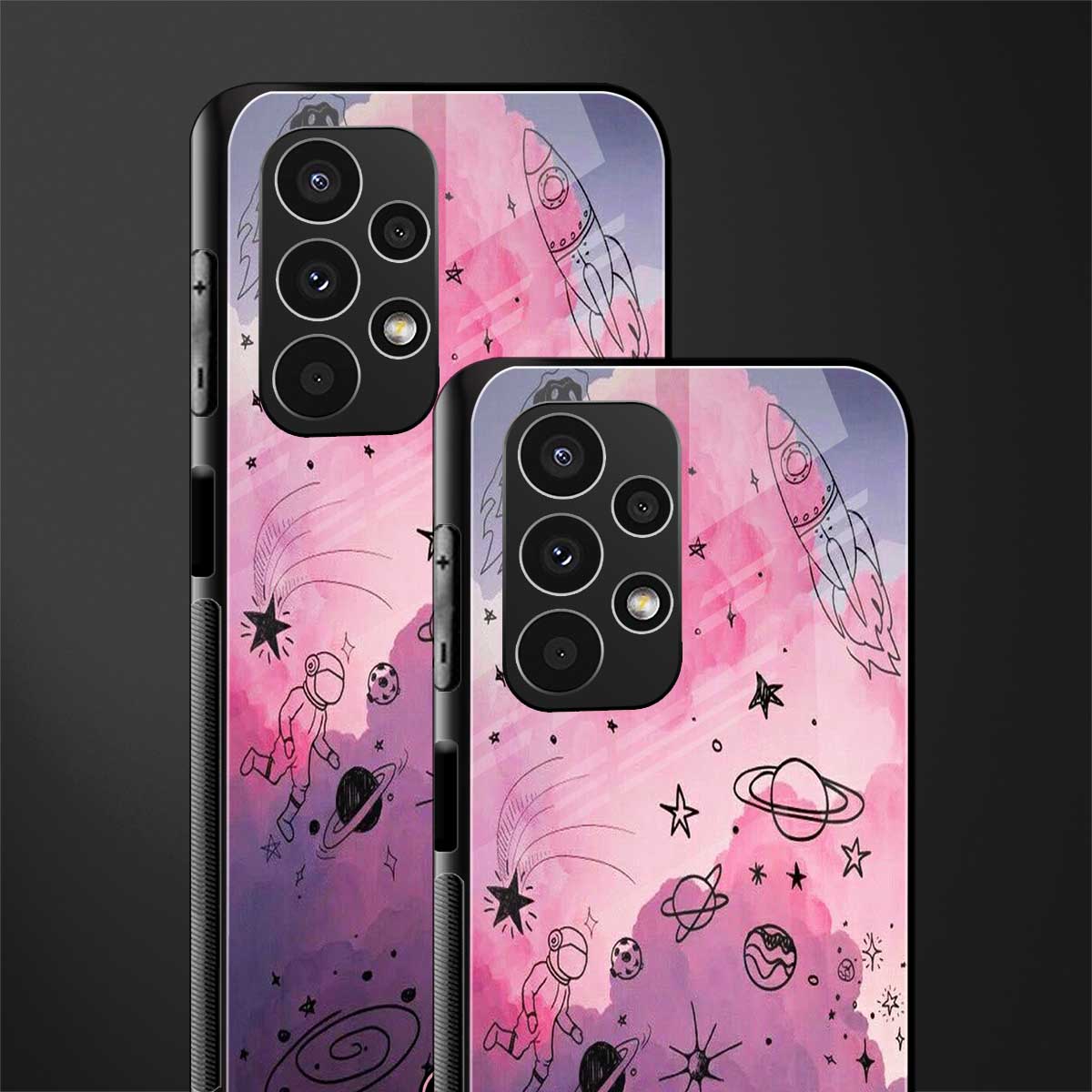 space pink aesthetic back phone cover | glass case for samsung galaxy a13 4g