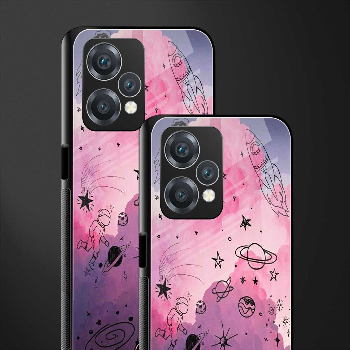space pink aesthetic back phone cover | glass case for oneplus nord ce 2 lite 5g